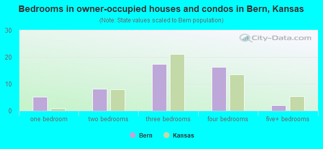 Bedrooms in owner-occupied houses and condos in Bern, Kansas