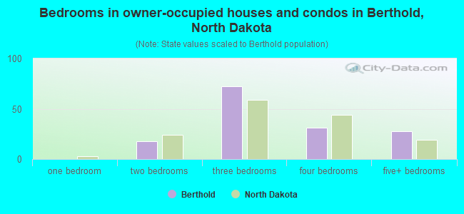 Bedrooms in owner-occupied houses and condos in Berthold, North Dakota