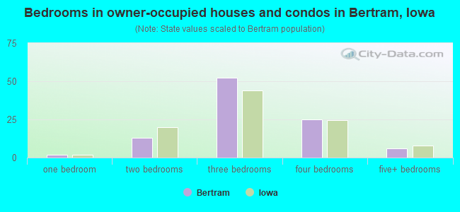 Bedrooms in owner-occupied houses and condos in Bertram, Iowa