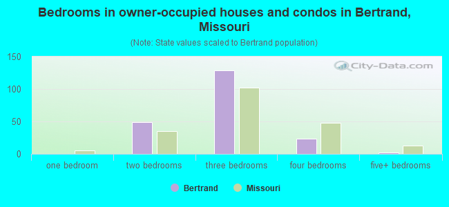 Bedrooms in owner-occupied houses and condos in Bertrand, Missouri