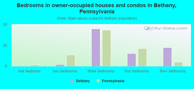 Bedrooms in owner-occupied houses and condos in Bethany, Pennsylvania