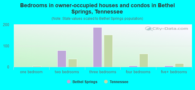 Bedrooms in owner-occupied houses and condos in Bethel Springs, Tennessee