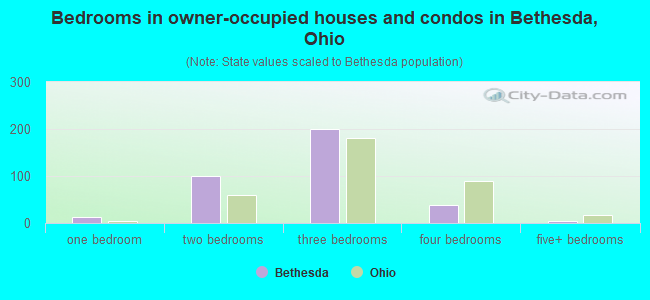 Bedrooms in owner-occupied houses and condos in Bethesda, Ohio