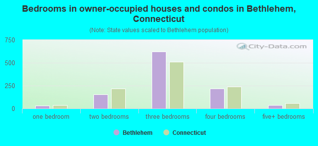 Bedrooms in owner-occupied houses and condos in Bethlehem, Connecticut