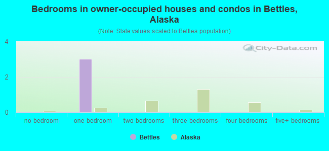 Bedrooms in owner-occupied houses and condos in Bettles, Alaska