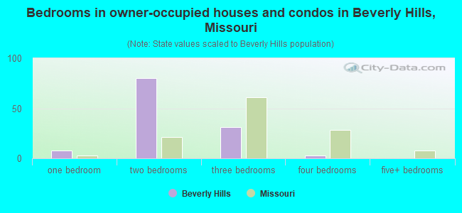 Bedrooms in owner-occupied houses and condos in Beverly Hills, Missouri