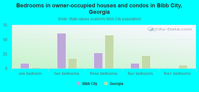 Bedrooms in owner-occupied houses and condos in Bibb City, Georgia