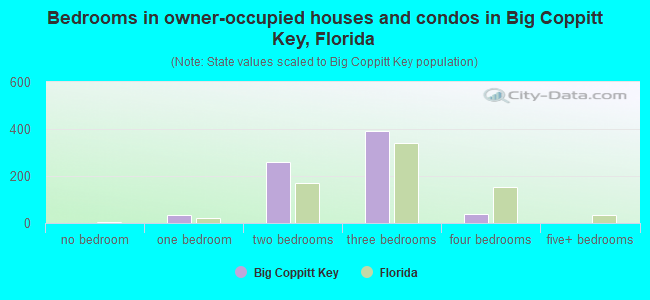 Bedrooms in owner-occupied houses and condos in Big Coppitt Key, Florida