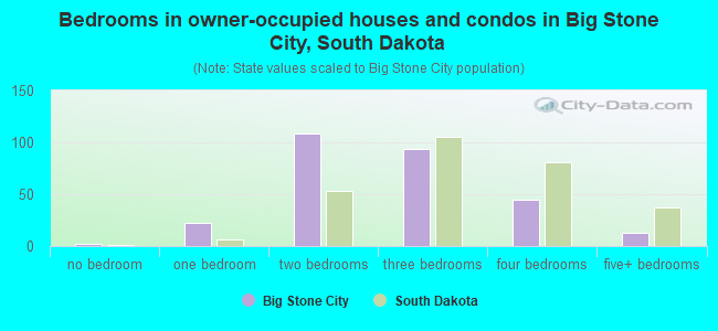 Bedrooms in owner-occupied houses and condos in Big Stone City, South Dakota