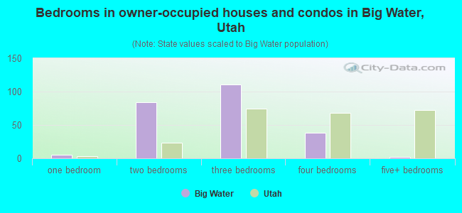 Bedrooms in owner-occupied houses and condos in Big Water, Utah