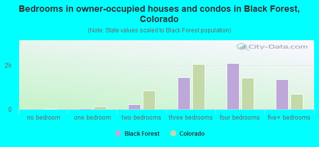 Bedrooms in owner-occupied houses and condos in Black Forest, Colorado