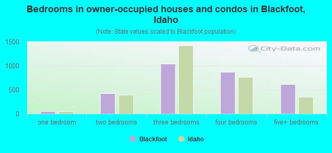 Bedrooms in owner-occupied houses and condos in Blackfoot, Idaho