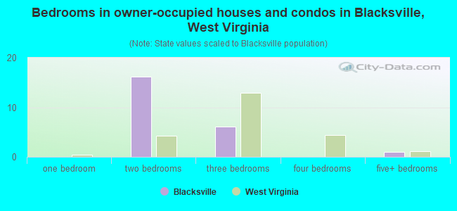 Bedrooms in owner-occupied houses and condos in Blacksville, West Virginia