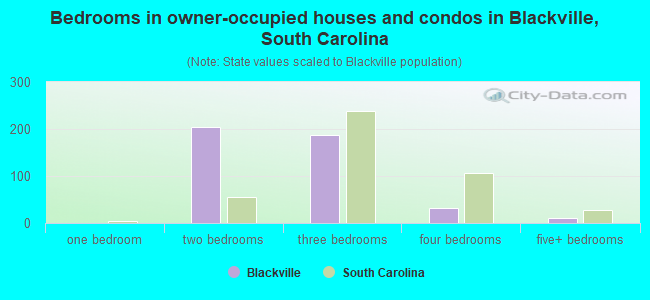 Bedrooms in owner-occupied houses and condos in Blackville, South Carolina