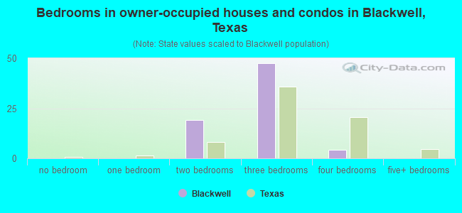 Bedrooms in owner-occupied houses and condos in Blackwell, Texas