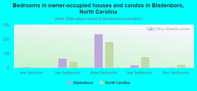 Bedrooms in owner-occupied houses and condos in Bladenboro, North Carolina