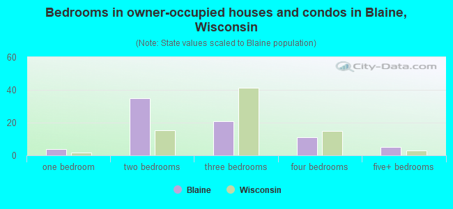 Bedrooms in owner-occupied houses and condos in Blaine, Wisconsin