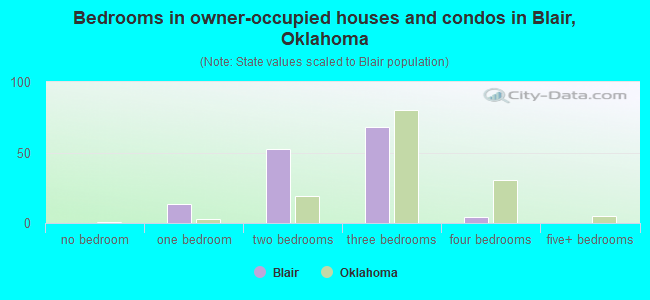 Bedrooms in owner-occupied houses and condos in Blair, Oklahoma