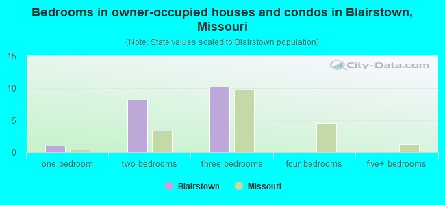 Bedrooms in owner-occupied houses and condos in Blairstown, Missouri