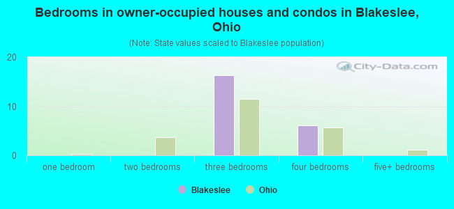 Bedrooms in owner-occupied houses and condos in Blakeslee, Ohio