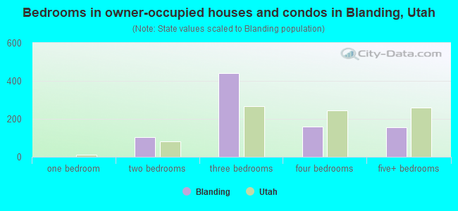 Bedrooms in owner-occupied houses and condos in Blanding, Utah
