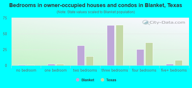 Bedrooms in owner-occupied houses and condos in Blanket, Texas