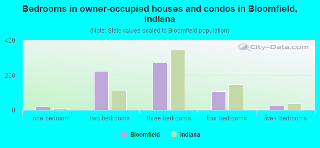 Bedrooms in owner-occupied houses and condos in Bloomfield, Indiana