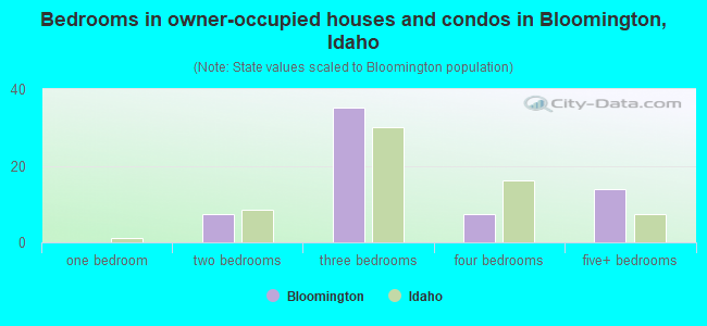 Bedrooms in owner-occupied houses and condos in Bloomington, Idaho
