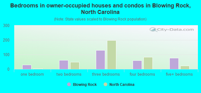 Bedrooms in owner-occupied houses and condos in Blowing Rock, North Carolina