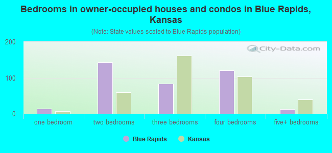 Bedrooms in owner-occupied houses and condos in Blue Rapids, Kansas
