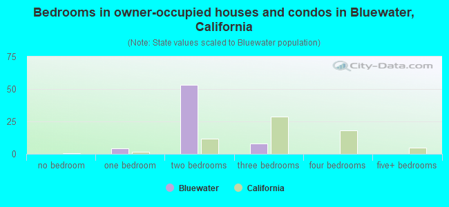 Bedrooms in owner-occupied houses and condos in Bluewater, California