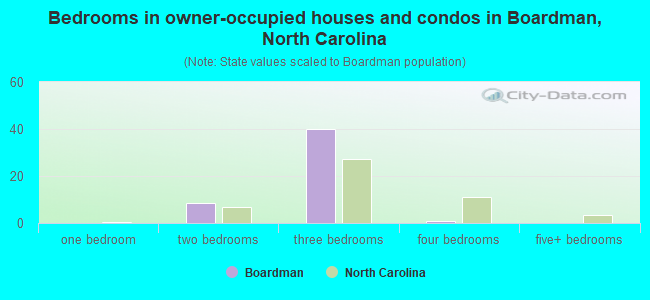 Bedrooms in owner-occupied houses and condos in Boardman, North Carolina