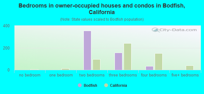 Bedrooms in owner-occupied houses and condos in Bodfish, California