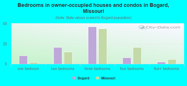 Bedrooms in owner-occupied houses and condos in Bogard, Missouri