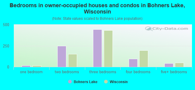 Bedrooms in owner-occupied houses and condos in Bohners Lake, Wisconsin