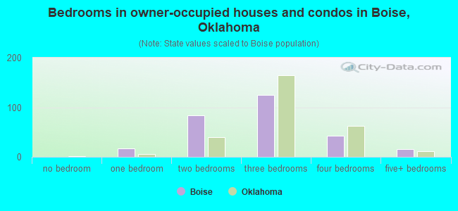 Bedrooms in owner-occupied houses and condos in Boise, Oklahoma
