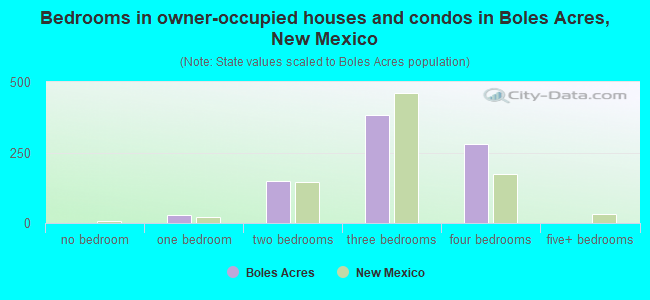 Bedrooms in owner-occupied houses and condos in Boles Acres, New Mexico