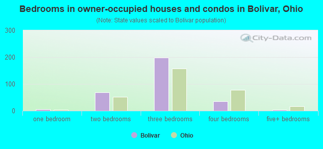 Bedrooms in owner-occupied houses and condos in Bolivar, Ohio