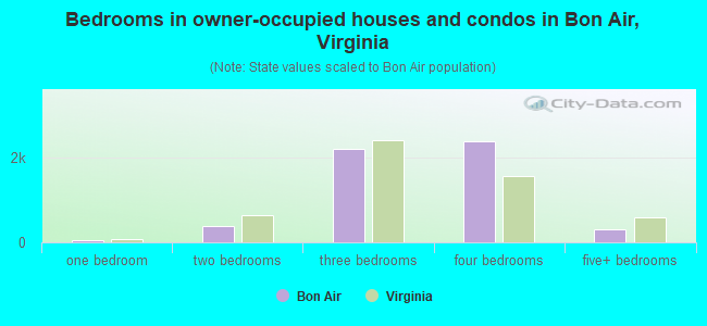 Bedrooms in owner-occupied houses and condos in Bon Air, Virginia