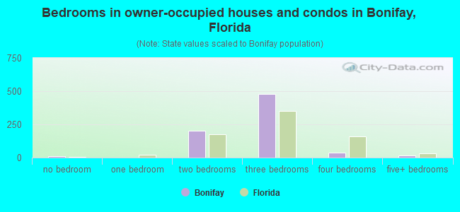 Bedrooms in owner-occupied houses and condos in Bonifay, Florida