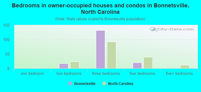 Bedrooms in owner-occupied houses and condos in Bonnetsville, North Carolina
