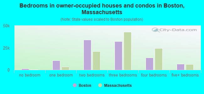 Bedrooms in owner-occupied houses and condos in Boston, Massachusetts