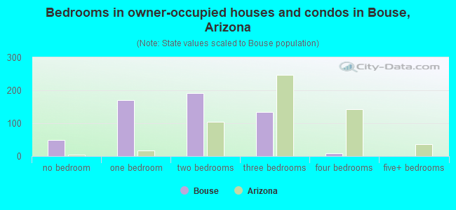 Bedrooms in owner-occupied houses and condos in Bouse, Arizona