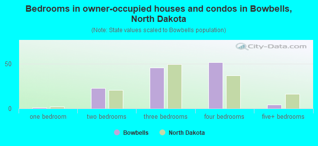 Bedrooms in owner-occupied houses and condos in Bowbells, North Dakota