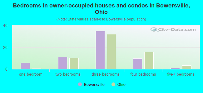 Bedrooms in owner-occupied houses and condos in Bowersville, Ohio