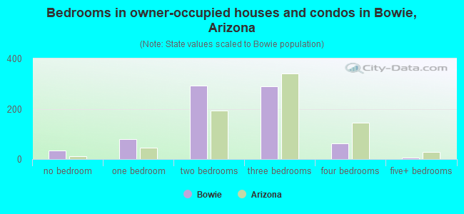 Bedrooms in owner-occupied houses and condos in Bowie, Arizona