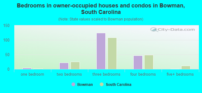 Bedrooms in owner-occupied houses and condos in Bowman, South Carolina