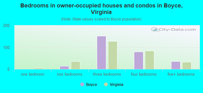 Bedrooms in owner-occupied houses and condos in Boyce, Virginia