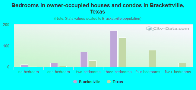 Bedrooms in owner-occupied houses and condos in Brackettville, Texas