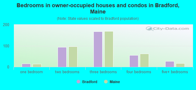 Bedrooms in owner-occupied houses and condos in Bradford, Maine